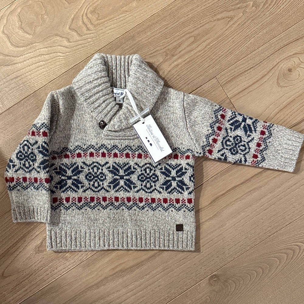 Cozy Knit wool Sweater with Nordic Pattern